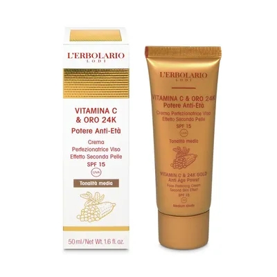 L'Erbolario Vitamina C & Oro 24K, Crema Perfectioning Face Cream SPF 15 (Udoskonalający krem do twarzy SPF 15)