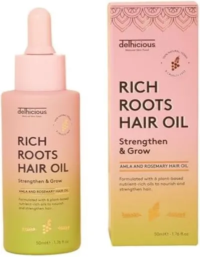 Delhicious Amla & Rosemary, Rich Roots Hair and Scalp Oil (Amla i Rozmaryn, Olejek do włosów i skóry głowy)