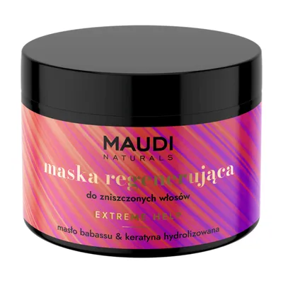 Maudi Naturals Extreme Help, Masło babassu i keratyna hydrolizowana, Maska regenerująca do zniszczonych włosów