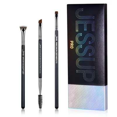 Jessup T326, Pro Black/Silver Brush Set (Zestaw 3 pędzli do makijażu oczu)
