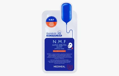 Mediheal N.M.F Alpha Arbutin Glow, Ampoule Mask (Rozświetlająca maska w płachcie)