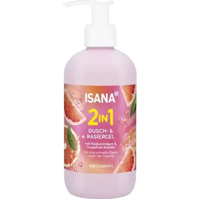 Isana 2in1 Shower & Shaving Gel with Hyaluronic Acid & Grapefruit Extract (Żel pod prysznic i do golenia)