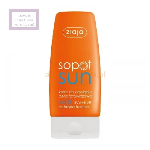 Ziaja Sopot Sun, Krem do opalania do cery fotowrażliwej SPF25 - średnia ochrona, wersja 2013