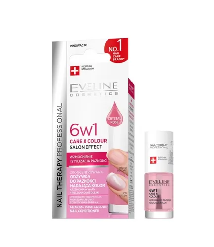 Eveline Cosmetics Nail Therapy Professional, Skoncentrowana odżywka do paznokci nadająca kolor 6w1 Care & Color - 4