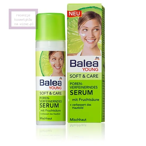 Balea Young, Soft & Care, Poren - Verfeinerndes Serum  für Mischaut (Serum zmniejszajace rozszerzone pory z kwasami owocowymi dla cery mieszanej)