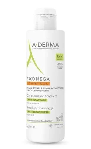 A-Derma Exomega Control, Emollient Foaming Gel (Oczyszczająco-zmiękczający żel pod prysznic)