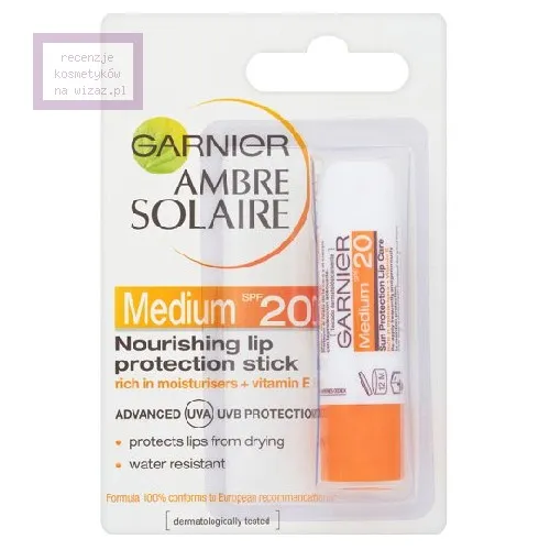 Garnier Ambre Solaire, Medium SPF 20 Nourishing Lip Protection Stick (Nawilżająca pomadka ochronna z filtrem przeciwsłonecznym)