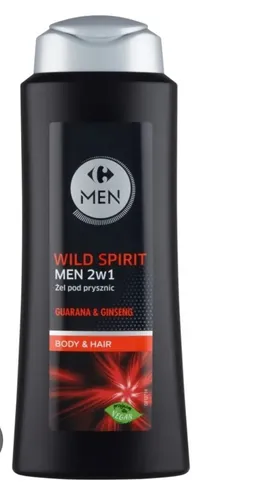 Carrefour Men, Wild Spirit, Guarana & Ginseng, Shower Gel 2 in 1 (Żel pod prysznic dla mężczyzn 2w1)