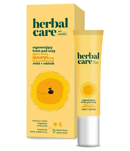 Herbal Care My Honey, Miód + Rokitnik, Regenerujący krem pod oczy z olejkiem z pestek malin