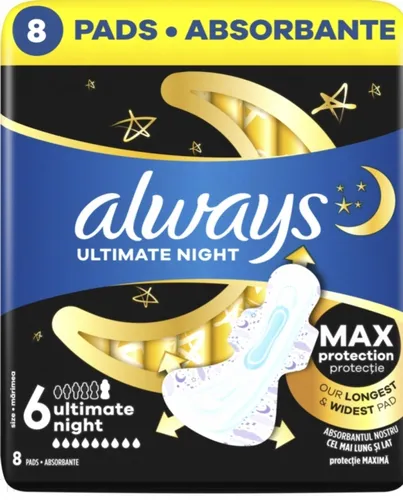 Always Ultra, Ultimate Night, Podpaski ze skrzydełkami rozmiar 6