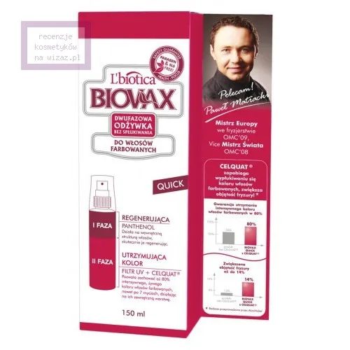 L'biotica Biovax Quick, Dwufazowa odżywka bez spłukiwania do włosów farbowanych