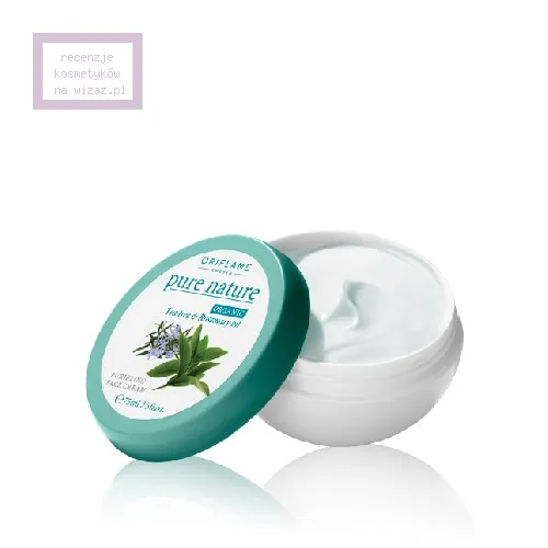 Oriflame Pure Nature,  Organic Tea Tree and Rosemary Oil Purifying Face Cream (Oczyszczająco - nawilżający krem z olejkiem z drzewa herbacianego)