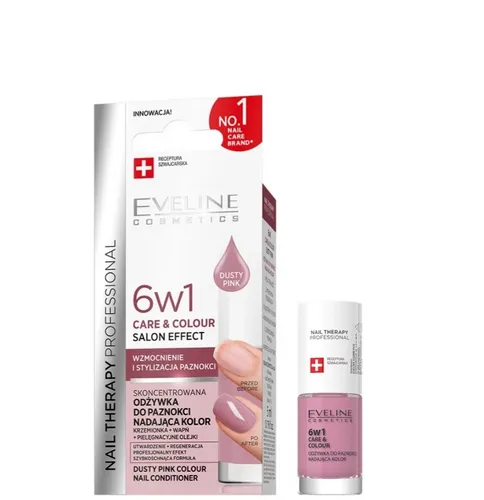 Eveline Cosmetics Nail Therapy Professional, Skoncentrowana odżywka do paznokci nadająca kolor 6w1 Care & Color - 7