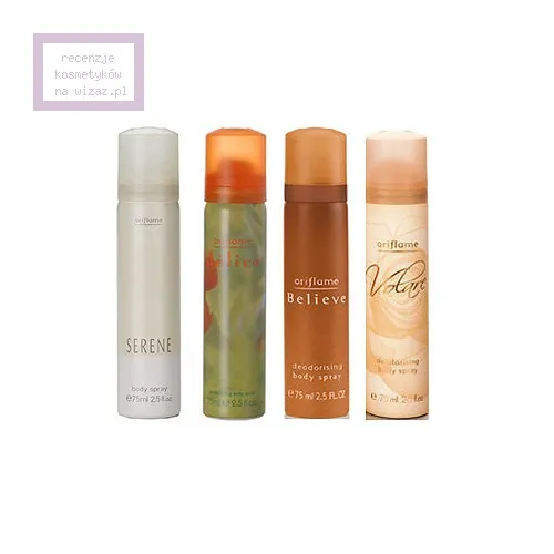 Oriflame Deodorizing Body Spray Delice, Believe, Serene, Volare (Dezodorant do ciała)