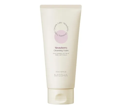 Missha Creamy Latte, Strawberry Cleansing Foam (Truskawka, Kremowa pianka do mycia twarzy)