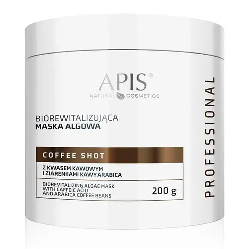Apis Coffee Shot, Biorewitalizująca maska algowa z kwasem kawowym i ziarenkami kawy Arabica