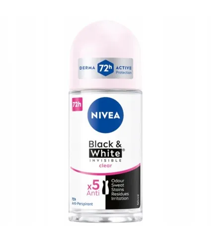 Nivea Black & White Invisible, Clear, 72h Roll-on  Anti-perspirant (Antyperspirant w kulce)