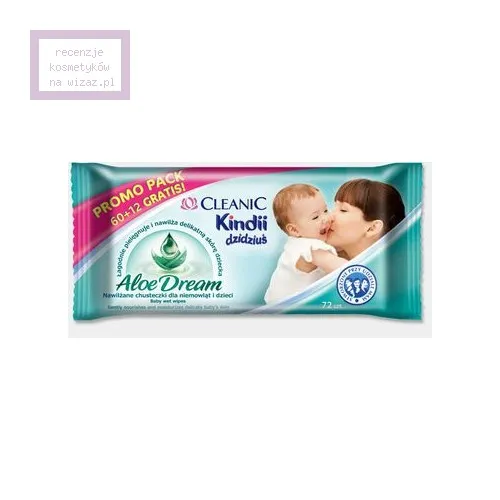Cleanic Kindii Dzidziuś, Nawilżane chusteczki dla niemowląt i dzieci `Aloe Dream`