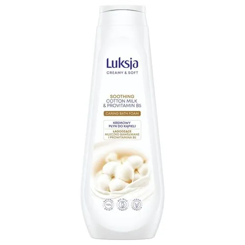 Luksja Creamy & Soft, Cotton Milk & Provitamine B5, Caring Bath Foam (Mleczko bawełniane i Prowitamina B5, Kremowy płyn do kąpieli)