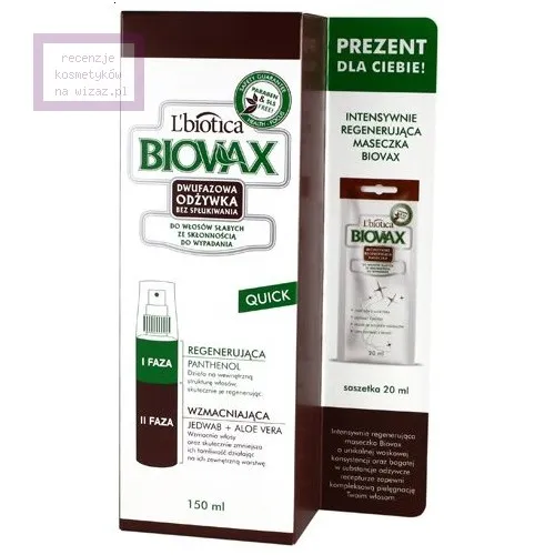 L'biotica Biovax Quick, Dwufazowa odżywka bez spłukiwania do włosów słabych ze skłonnością do wypadania