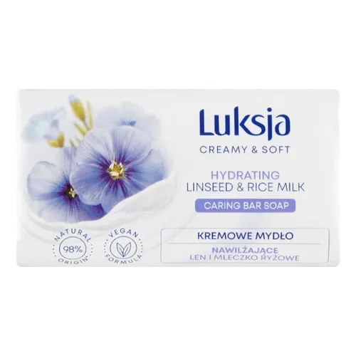 Luksja Creamy & Soft, Hydrating Linseed & Rice Milk, Soap Bar (Len i Mleczko ryżowe, Kremowe mydło nawilżające w kostce)