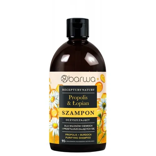 Barwa Receptury Natury, Propolis & Łopian, Szampon oczyszczający dla włosów cienkich i przetłuszczających się