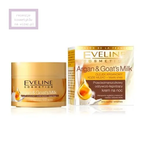 Eveline Cosmetics Argan & Goat`s Milk, Przeciwzmarszczkowy odżywczo - łagodzący krem na noc