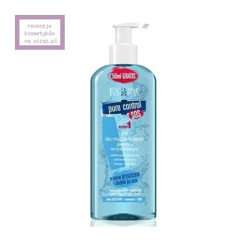 Eveline Cosmetics Pure Control S.O.S, Żel do mycia twarzy głęboko oczyszczający przeciw pryszczom i śladom po nich
