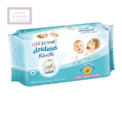 Cleanic Dzidziuś Kindii, Chusteczki dla niemowląt z alantoiną i lanoliną `Skin Balance` (stara wersja)