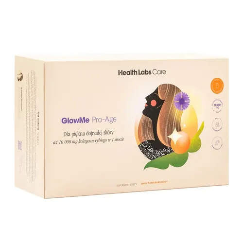 Health Labs Care GlowMe Pro-Age, Kolagenowe shoty dla skóry dojrzałej, Suplement diety