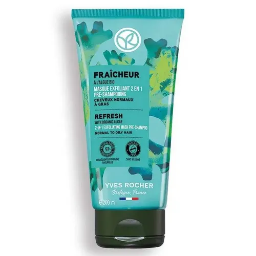 Yves Rocher Pure Detox, Pre-shampoo Exfoliating Detox Mask with Organic Algae 2in1 (Oczyszczająca maska peelingująca przed myciem włosów 2w1 z algami bio)