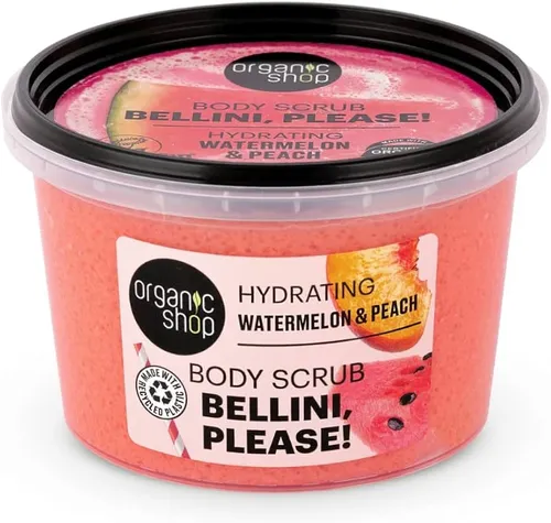 Organic Shop Bellini, please!, Watermelon & Peach, Hydrating Body Scrub (Arbuz i Brzoskwinia, Nawilżający peeling do ciała)