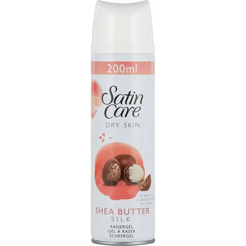 Gillette Satin Care, Dry Skin, Shea Butter, Silk Shave Gel (Masło Shea, Jedwabisty żel do golenia dla kobiet)