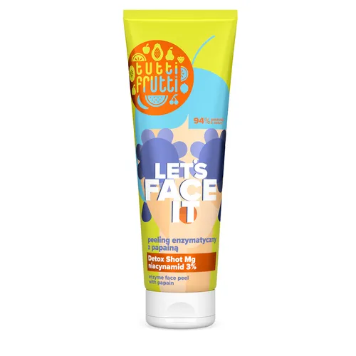 Tutti Frutti Let's Face It Peeling enzymatyczny z papainą i niacynamidem 3% + Detox Shot Mg