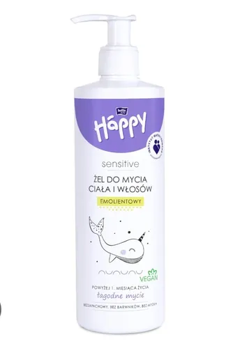 Bella Baby Happy Sensitive, Emolientowy żel do mycia ciała i włosów