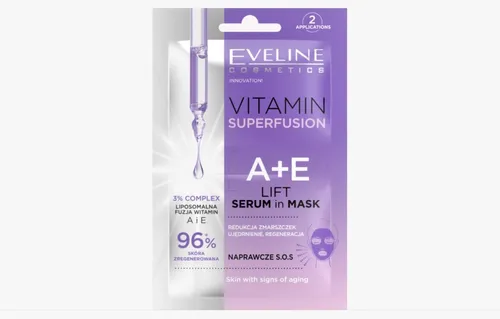 Eveline Cosmetics Vitamin Superfusion A+E, Liftingujące naprawcze serum w masce S.O.S