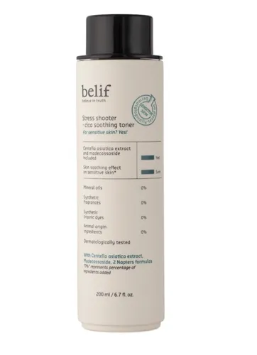 Belif Stress Shooter, Cica Soothing Toner (Kojący tonik do twarzy z wąkrotą azjatycką)