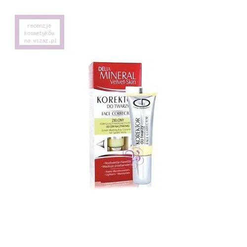 Delia Mineral Velvet Skin, Korektor do twarzy zielony korygująco-maskujący do cery naczynkowej