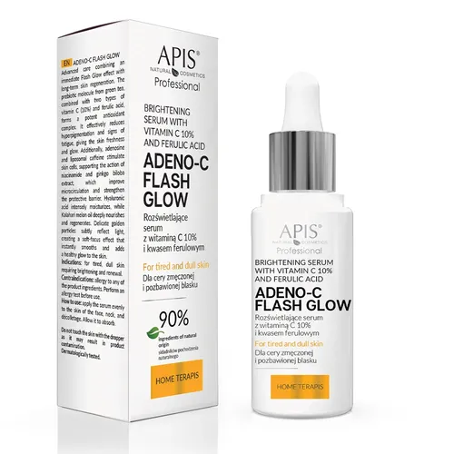 Apis Professional, Adeno-C Flash Glow, Rozświetlające serum do twarzy z witaminą C 10% i kwasem ferulowym