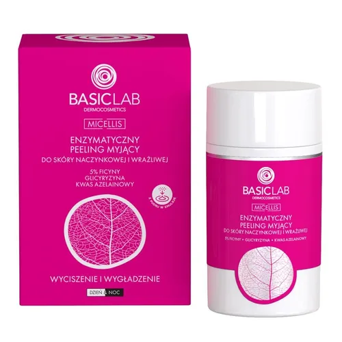 BasicLab Dermocosmetics Micellis, Wyciszenie i wygładzenie,  Enzymatyczny peeling myjący do skóry naczynkowej i wrażliwej