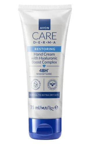 Avon Care, Derma, Restoring Hand Cream with Hyaluronic Boost Complex (Odbudowujący krem do rąk z kwasem hialuronowym i ceramidami)