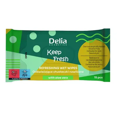 Delia Keep Fresh, Refreshing Wet Wipes Aloe (Chusteczki nawilżane z aloesem)