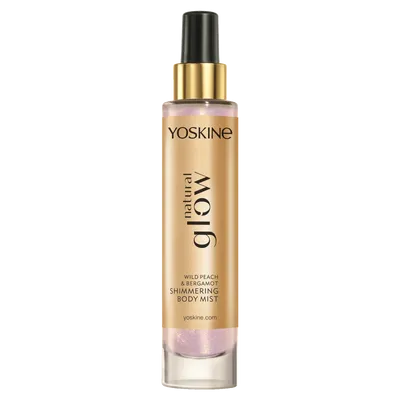 Yoskine Natural Glow, Wild Peach & Bergamot Shimmering Body Mist (Rozświetlająca mgiełka do ciała)