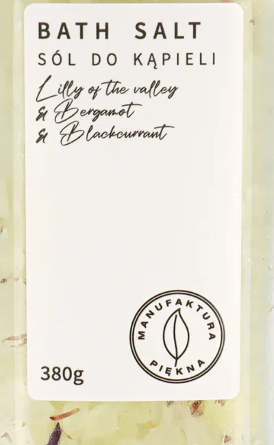Manufaktura Piękna Lilly of the valley & Bergamot & Blackcurrant, Bath Salt (Konwalia, Bergamotka i Czarna porzeczka, Sól do kąpieli)