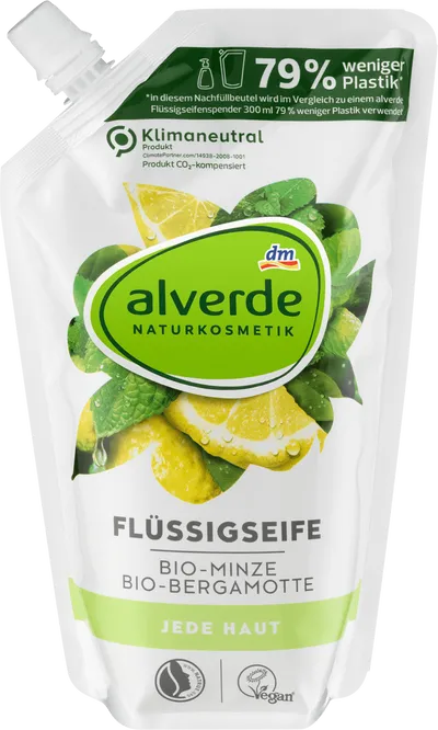 Alverde Bio-Minze & Bio-Bergamote Flussigseife (Mydło w płynie `Mięta i bergamotka`)