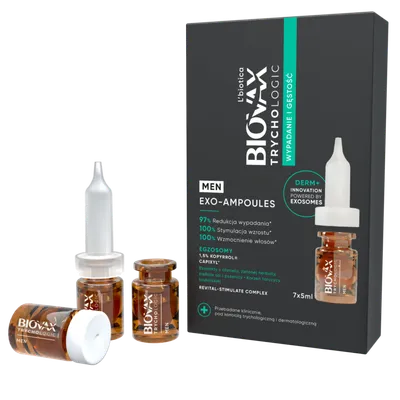 L'biotica Biovax TrychoLogic, Wypadanie i Gęstość, Men Exo-Ampoules (Ampułki do włosów - kuracja dla mężczyzn)