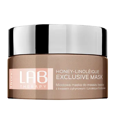 Lirene Dermoprogram Lab Therapy, Odżywienie Honey-Linoleique Exclusive Mask, Miodowa maska do masażu twarzy na dzień i na noc z kwasem cytrynowym i Linoleique