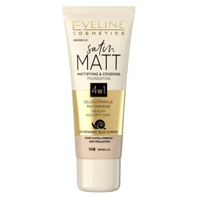 Eveline Cosmetics Satin Matt, Mattifying & Covering Foundation 4 in 1 (Podkład matująco - kryjący 4 w 1)