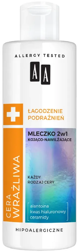 AA Cera Wrażliwa, Mleczko 2w1 kojąco-nawilżające `Łagodzenie podrażnień`
