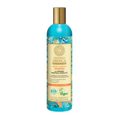Natura Siberica Oblepikha Siberica Professional, Intensive Hydratio Shampoo with Organic Oblephika Hydrolate (Wegański szampon do włosów normalnych i suchych na bazie hydrolatu z rokitnika)
